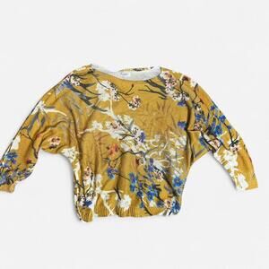 Luisa Ricci Yellow Floral Bat Wing Jumper Size L